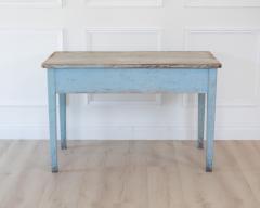 Swedish 19th Century Pale Blue Painted Pine Farmhouse Table circa 1830 1850 - 4791426
