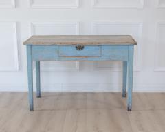 Swedish 19th Century Pale Blue Painted Pine Farmhouse Table circa 1830 1850 - 4791429