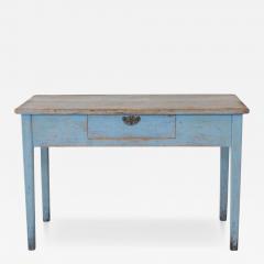 Swedish 19th Century Pale Blue Painted Pine Farmhouse Table circa 1830 1850 - 4791731