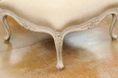 Swedish 19th Century Rococo Style Painted Upholstered Stool with Carved Shells - 3485526