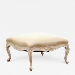 Swedish 19th Century Rococo Style Painted Upholstered Stool with Carved Shells - 3487719