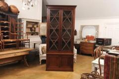 Swedish 19th Century Two Part Glass and Walnut Doors Vitrine with X Form Motifs - 3602214