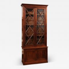 Swedish 19th Century Two Part Glass and Walnut Doors Vitrine with X Form Motifs - 3603512