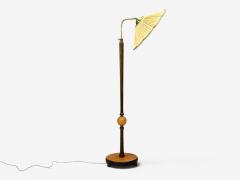 Swedish Art Deco Adjustable Floor Lamp Birch Brass Fabric Sweden 1930s - 4811605