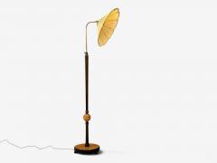 Swedish Art Deco Adjustable Floor Lamp Birch Brass Fabric Sweden 1930s - 4811606