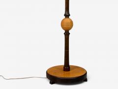 Swedish Art Deco Adjustable Floor Lamp Birch Brass Fabric Sweden 1930s - 4811612
