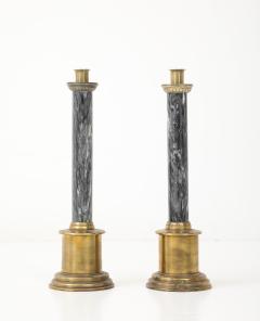 Swedish Art Deco Brass Marble Candlesticks - 4476690