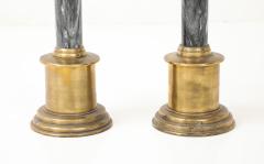 Swedish Art Deco Brass Marble Candlesticks - 4476698