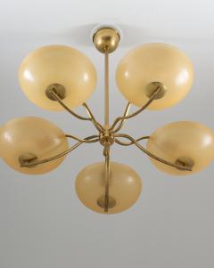 Swedish Art Deco Chandelier in Brass and Glass - 1433831
