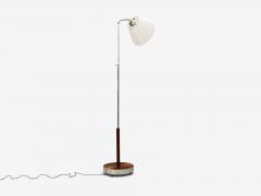 Swedish Art Deco Floor Lamp Mahogany Chrome Sweden 1930s - 4810077