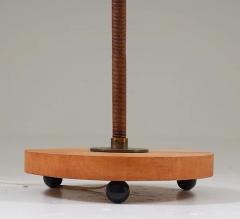 Swedish Art Deco Floor Lamp in Brass and Paper Cord Webbing - 2335647