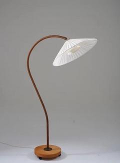 Swedish Art Deco Floor Lamp in Brass and Paper Cord Webbing - 2335651