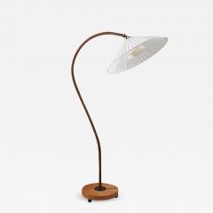 Swedish Art Deco Floor Lamp in Brass and Paper Cord Webbing - 2335967