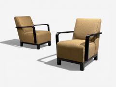Swedish Art Deco Lounge Chairs Ebonized Bentwood Boucle Sweden 1940s - 4491800