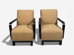 Swedish Art Deco Lounge Chairs Ebonized Bentwood Boucle Sweden 1940s - 4491802