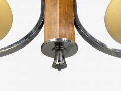 Swedish Art Deco Pendant Light Burl Cord Glass Chrome Sweden 1930s - 4643602