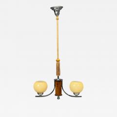 Swedish Art Deco Pendant Light Burl Cord Glass Chrome Sweden 1930s - 4643723