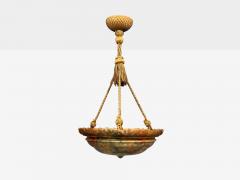 Swedish Art Deco Pendant Light Rope Alabaster Sweden 1930s - 4691333