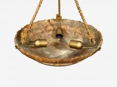 Swedish Art Deco Pendant Light Rope Alabaster Sweden 1930s - 4691340