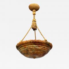 Swedish Art Deco Pendant Light Rope Alabaster Sweden 1930s - 4691363