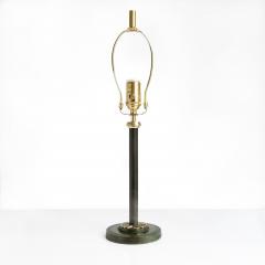Swedish Art Deco patinated and polished brass column lamp with lotus flower  - 4556672