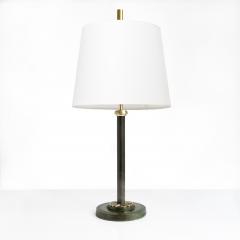 Swedish Art Deco patinated and polished brass column lamp with lotus flower  - 4558377