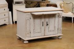 Swedish Baroque 1740s Painted Buffet with Carved Doors and Pullout Drawer - 3544540