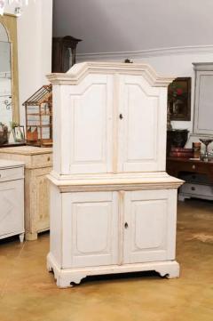 Swedish Baroque Period 1760 Painted Two Part Cabinet with Four Doors - 3509253