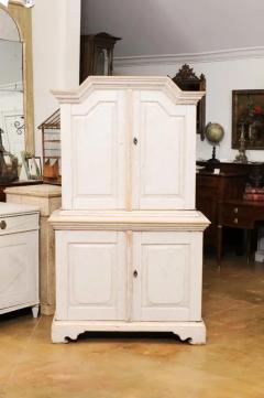 Swedish Baroque Period 1760 Painted Two Part Cabinet with Four Doors - 3509388