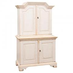 Swedish Baroque Period 1760 Painted Two Part Cabinet with Four Doors - 3509464