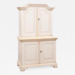 Swedish Baroque Period 1760 Painted Two Part Cabinet with Four Doors - 3514550
