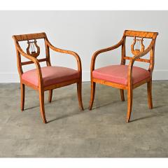 Swedish Biedermeier 19th Century Birch Armchairs - 4482434