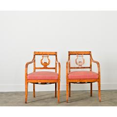 Swedish Biedermeier 19th Century Birch Armchairs - 4482439