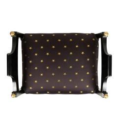 Swedish Biedermeier Style Black and Gold Star Bench - 4661665