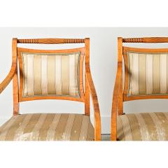 Swedish Biedermeier Style Pair of Carved Birch Armchairs - 4482483