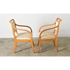 Swedish Biedermeier Style Pair of Carved Birch Armchairs - 4482486