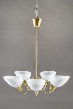 Swedish Brass and Glass Chandelier in the Manner of Carl Axel Acking - 898612