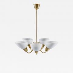 Swedish Brass and Glass Chandelier in the Manner of Carl Axel Acking - 901549