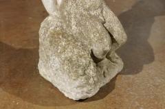 Swedish Carved Stone Garden Sculpture of a Putto Sitting on a Rock 20th Century - 3450963