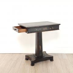 Swedish Chinoiserie Black Lacquered Two Drawer Pedestal Table circa 1840 - 3777973