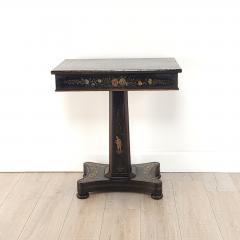 Swedish Chinoiserie Black Lacquered Two Drawer Pedestal Table circa 1840 - 3777974