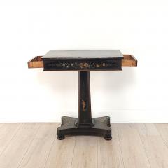 Swedish Chinoiserie Black Lacquered Two Drawer Pedestal Table circa 1840 - 3777975