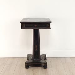 Swedish Chinoiserie Black Lacquered Two Drawer Pedestal Table circa 1840 - 3777977