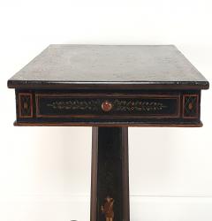 Swedish Chinoiserie Black Lacquered Two Drawer Pedestal Table circa 1840 - 3777978