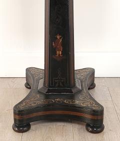 Swedish Chinoiserie Black Lacquered Two Drawer Pedestal Table circa 1840 - 3777979