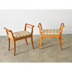 Swedish Circa 1900 Pair of Carved Birch Benches - 4482469