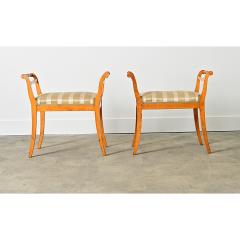 Swedish Circa 1900 Pair of Carved Birch Benches - 4482479