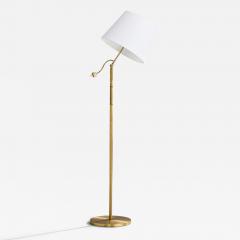Swedish Designer Floor Lamp with Brass and Fabric Sweden 1940s - 4807722