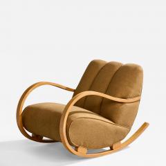 Swedish Designer Rocking Chair with Wood and Fabric Sweden 1940s - 4807752
