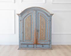 Swedish Early 19th Century Blue Painted Arched Wall Cabinet - 4791446